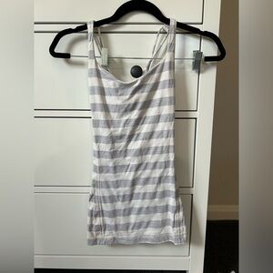 Lululemon Grey Striped Tank Top with a Built in Bra. Size 6